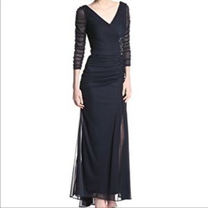 Adrianna Papell Ruched Mesh Overlay Dress, Ink